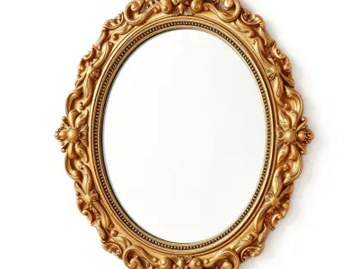 Ornate Antique Gold Mirror Floral Frame model pack Low-poly 3D model