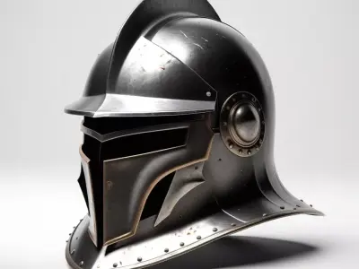 Dented Knight Helmet 3D Model 3D model
