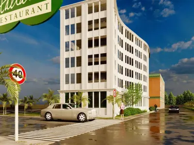 Curved Building001 Low-poly 3D model