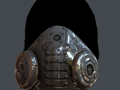 Gas mask helmet 3d model scifi Low-poly Low-poly 3D model 63
