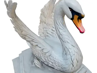 Elegant White Swan Marble Sculpture Low-poly 3D model