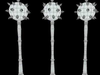 Mace Melee Weapon Collection Low-poly 3D model
