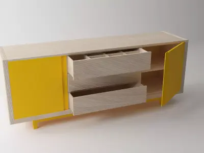 Yellow Desk Free 3D model