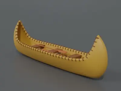 Cartoon Native American Indian Canoe 3D model
