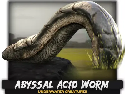 Abyssal Acid Worm - Shell Creature - 79 Low-poly 3D model