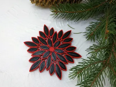Multicolor snowflake 3d printed quilling Free 3D print model