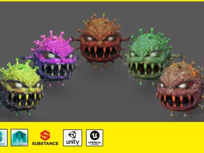 Covid monster Low-poly 3D model