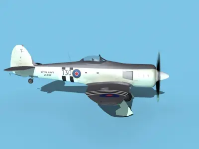 Hawker Sea Fury MKII V01 RN 3D model