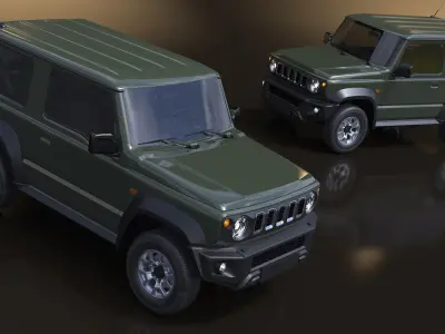 Modern Three Door SUV Green 3D model
