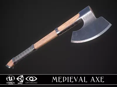 Medieval Axe 04 Low-poly 3D model