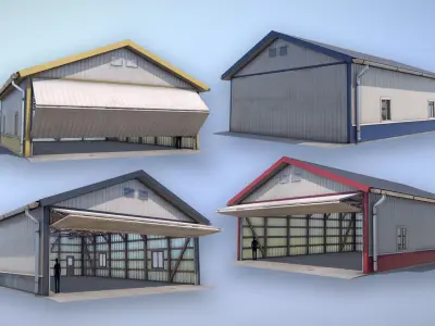 Airfield Hangar 12m Vr1 Low-poly 3D model