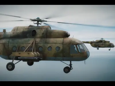 Military Transport Helicopter Low-poly 3D model