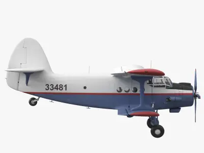 Antonov AN-2 propeller plane flying in sky 3D model