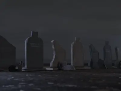Hand Sculpted cemetery gravestones part 14 Low-poly 3D model