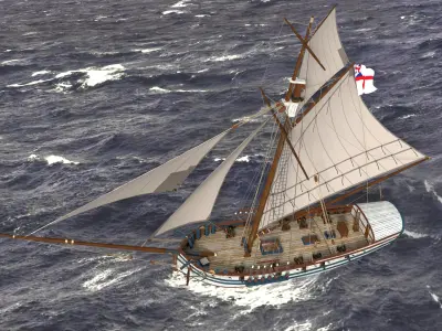 British Sloop MEDIATOR - Gunship 1745 Low-poly 3D model