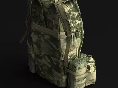 Military Backpack Low-poly 3D model shop