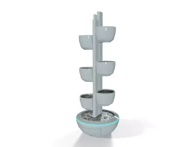Sci-Fi Plant Pot Floor Planter - Low-Poly PBR Game Ready Low-poly 3D model