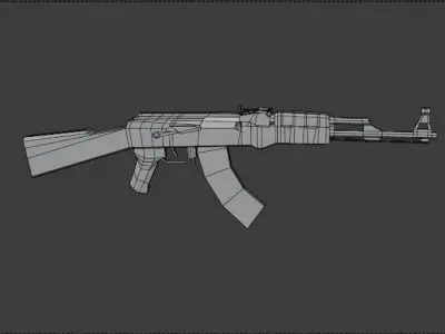 Ak-47 ak - rifle Low-poly 3D model 6