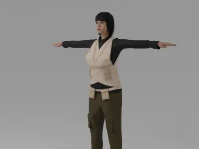 WW War Pilot Woman Low-poly 3D model