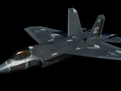 Chinese Navy and Air Force J-35 stealth carrier-based aircraft 3D model