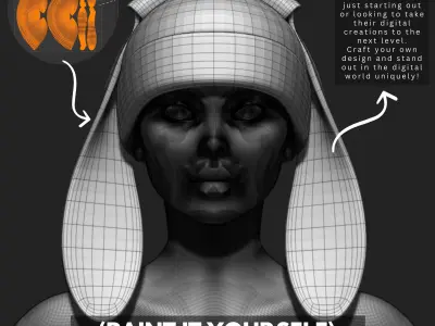 Rabbit Beanie Hat Cap - COMMERCIAL USE - WOLVES STUDIO Low-poly 3D model