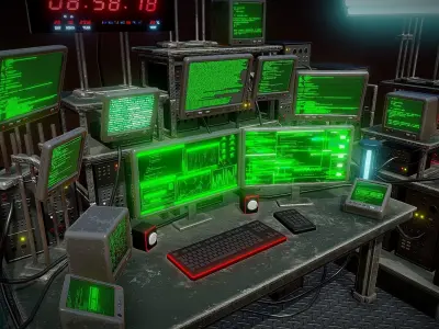 Retro Computer Workstation Low-poly 3D model