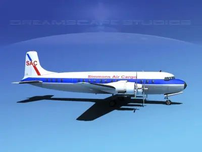 Douglas DC-7B Simmons Air Cargo 3D model