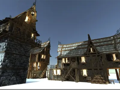 Medieval Fantasy Town Kit Low-poly 3D model