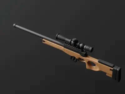 Sniper Rifle Low-poly 3D model