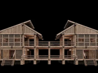 Medieval Houses 18 - 4K Textures Game Ready Low-poly 3D model