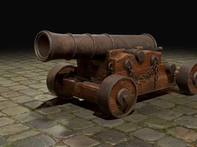 Cannon-4-Old Version Low-poly 3D model