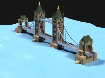 Lowpoly Tower Bridge Low-poly 3D model