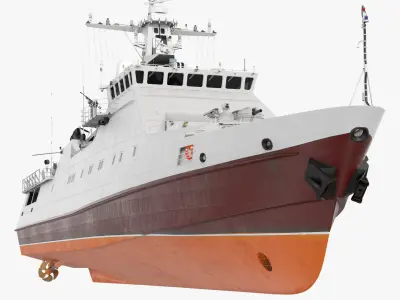 Coast Guard Ship with Helicopter Rigged for Cinema 4D 3D model purchase