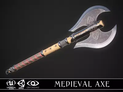 Medieval Axe 01 Low-poly 3D model