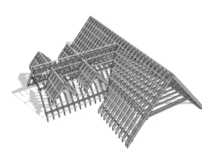 Revit Family Rafter Roof Parametric Timber Structure 3D model