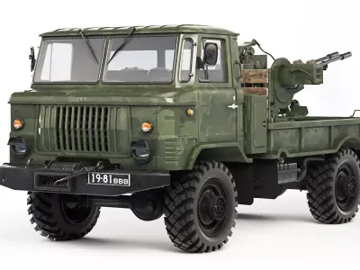 GAZ 66 with ZU-23-2 1970 3D model