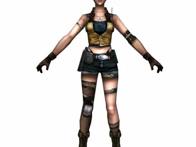 R2 Army Soldier Girl Low-poly 3D model