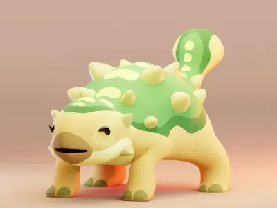 3D Cute Cartoon Ankylosaurus Low-poly 3D model