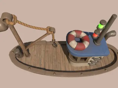 Stylized Simple Fishing Boat Low-poly 3D model