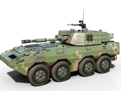 4 coatings of PLA Army PLL09 Wheeled self-propelled howitzer Low-poly 3D model