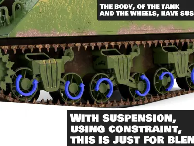 Sherman M4 Gameready Rigged Low-poly 3D model