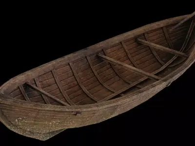 Wooden Boat Low-poly 3D model