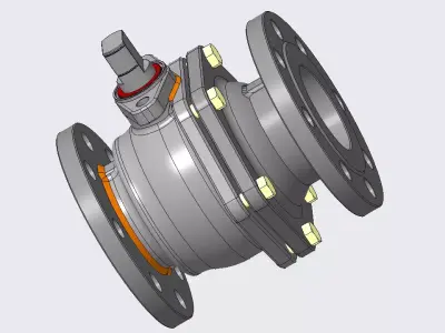 Stainless Steel Flange Ball Valve 3D model