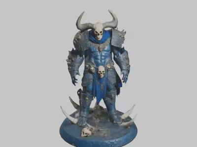 Medieval Armored Skeleton Figure Low-poly 3D model