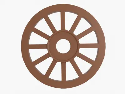 Wooden Wheel Low-poly 3D model