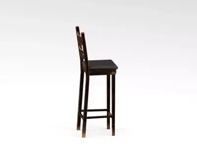 S00034 Wooden Bar Stool Lowpoly Free low-poly 3D model