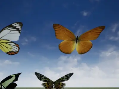 4K Butterflies rigged and animated Low-poly 3D model