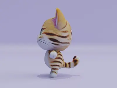 Cat Cute T-pose Free low-poly 3D model