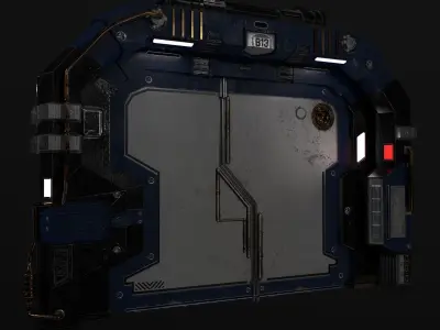 Lowpoly Scifi Spaceship Door Low-poly 3D model