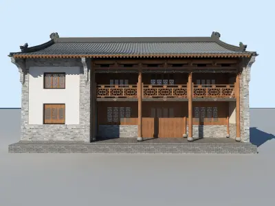 Chinese ancient architecture Low-poly 3D model